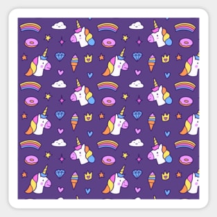 Purple Unicorn Pattern Sticker